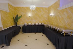 queens party hall buffet, food service at atlantis hall, catering setup queens ny, party food station, baby shower catering queens, buffet display queens event, event food table